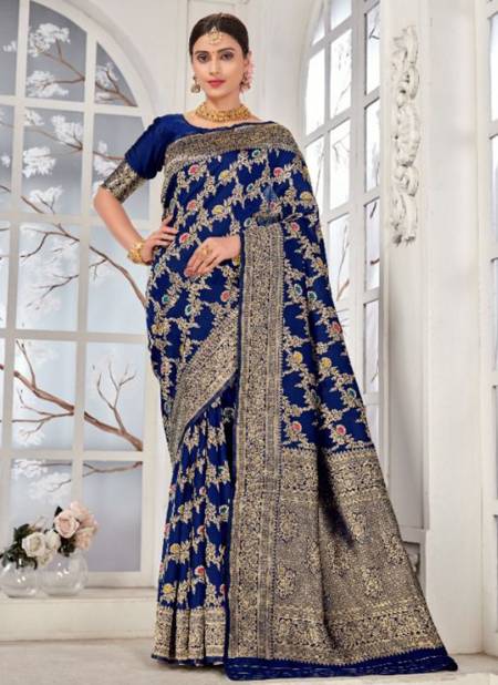 Blue Colour Madhuram Monjolika New Latest Ethnic Wear Designer Silk Saree Collection 4702